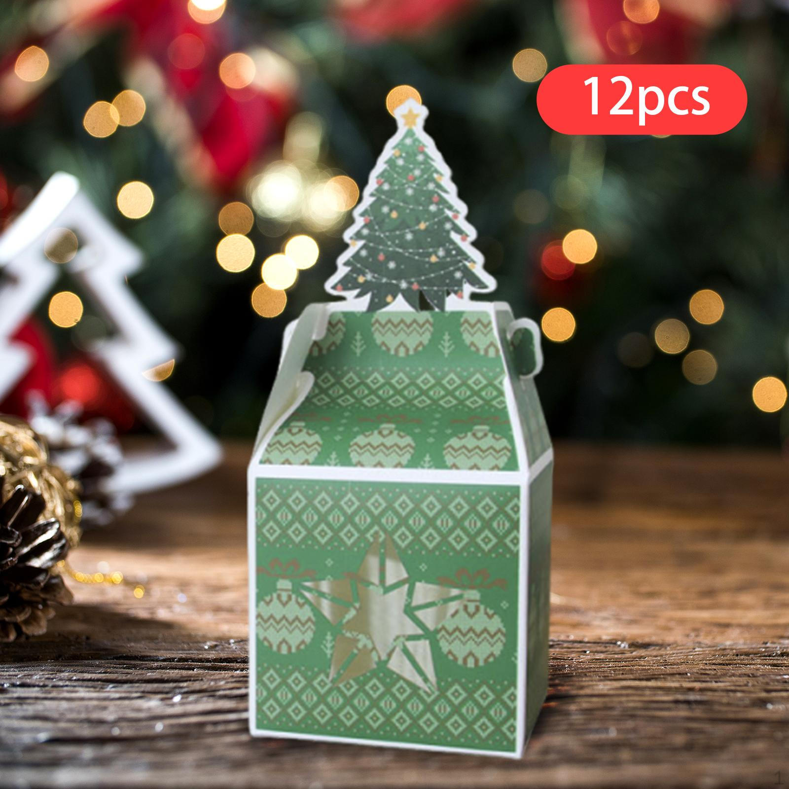 

12 Pieces Christmas Cookie Boxes Bakery Box Snack Multifunctional Birthday Mini Cake Holiday зелёный