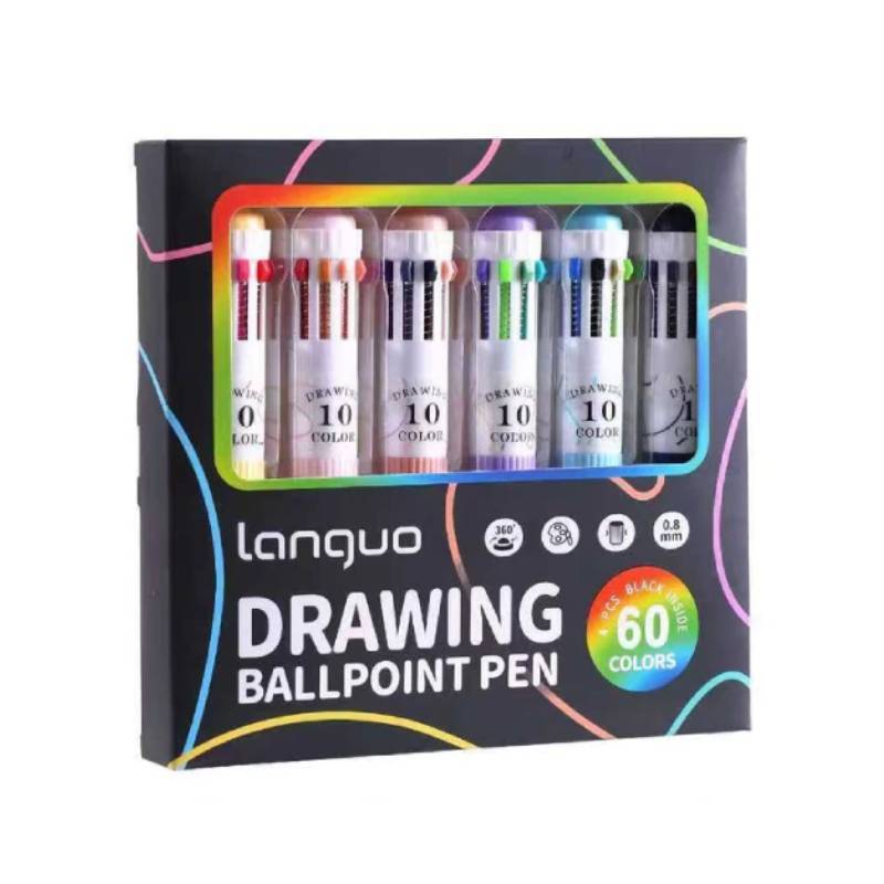 Color Pressbutton Ballpoint Pen With Sketching And Drawing For Students