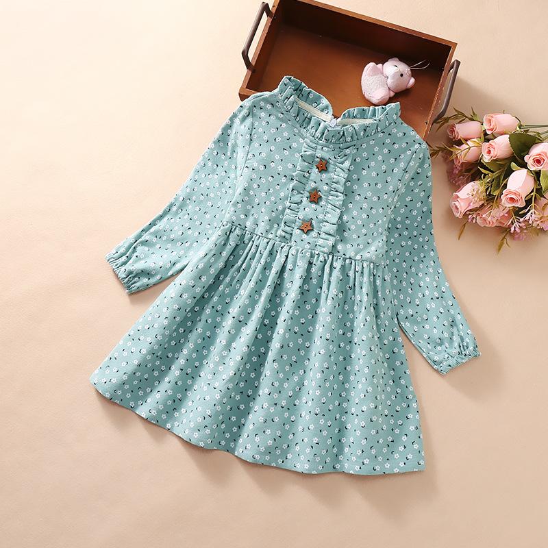 Girls' Dress Children's Floral Dress Stylish New Korean Style for Spring Autumn and Winter Long-sleeved Dress Base Layer Dress
