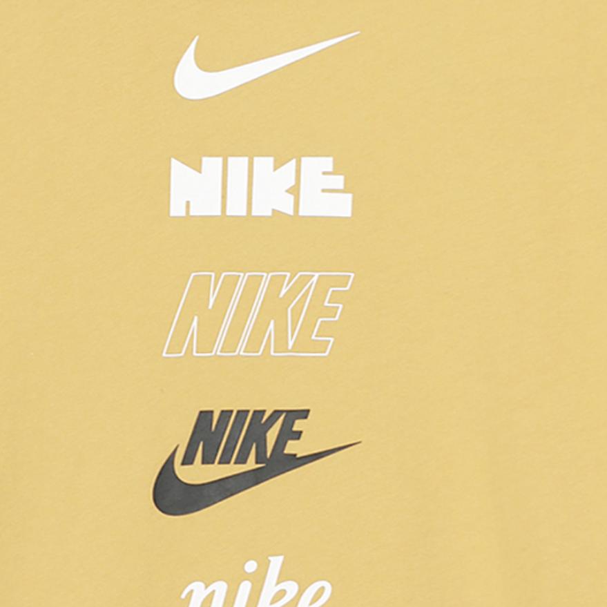 Nike Alphabet Logo Print Crew Neck T-Shirt Men Tops Yellow DZ2876-725