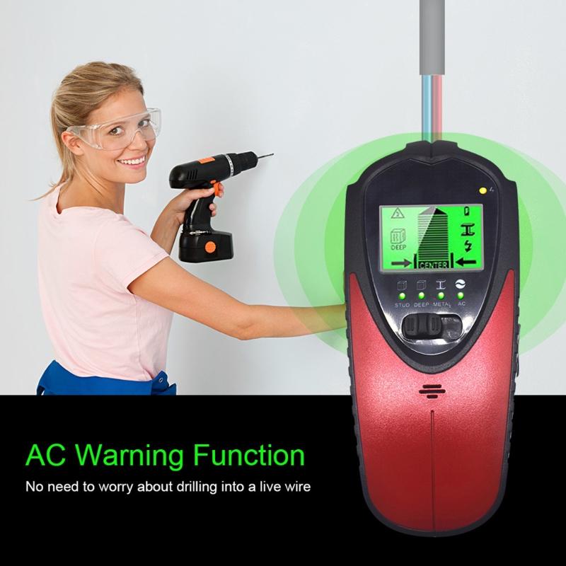 4 in 1 Electric Wood Detector Stud Finder Sensor Wall Scanner Beam Finder Center Finding Compatible for w/ Wood AC Wire