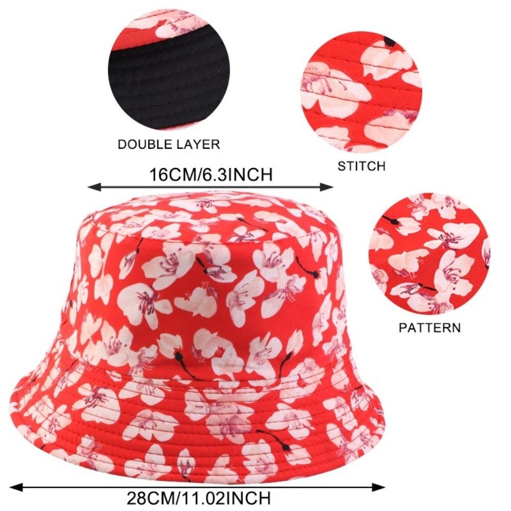 Reversible Brushed Printed Hat Printed Sun Cap Unisex Design Bucket Hat  Outdoor Travel