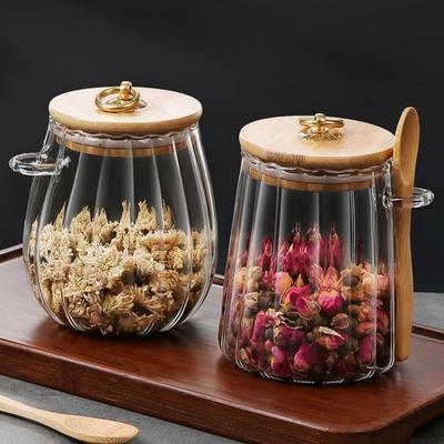 High Borosilicate Glass Storage Jars with Lids and Spoons – Transparent Kitchen Grains Container