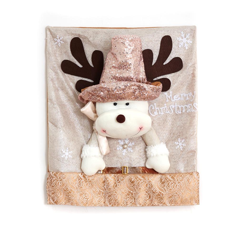 

Эластичный Рождественский Чехол на Стул Мягкий Рождественский Декор для Стола Многоразовый Защитник Сиденья Домашнее Украшение Beige Style3