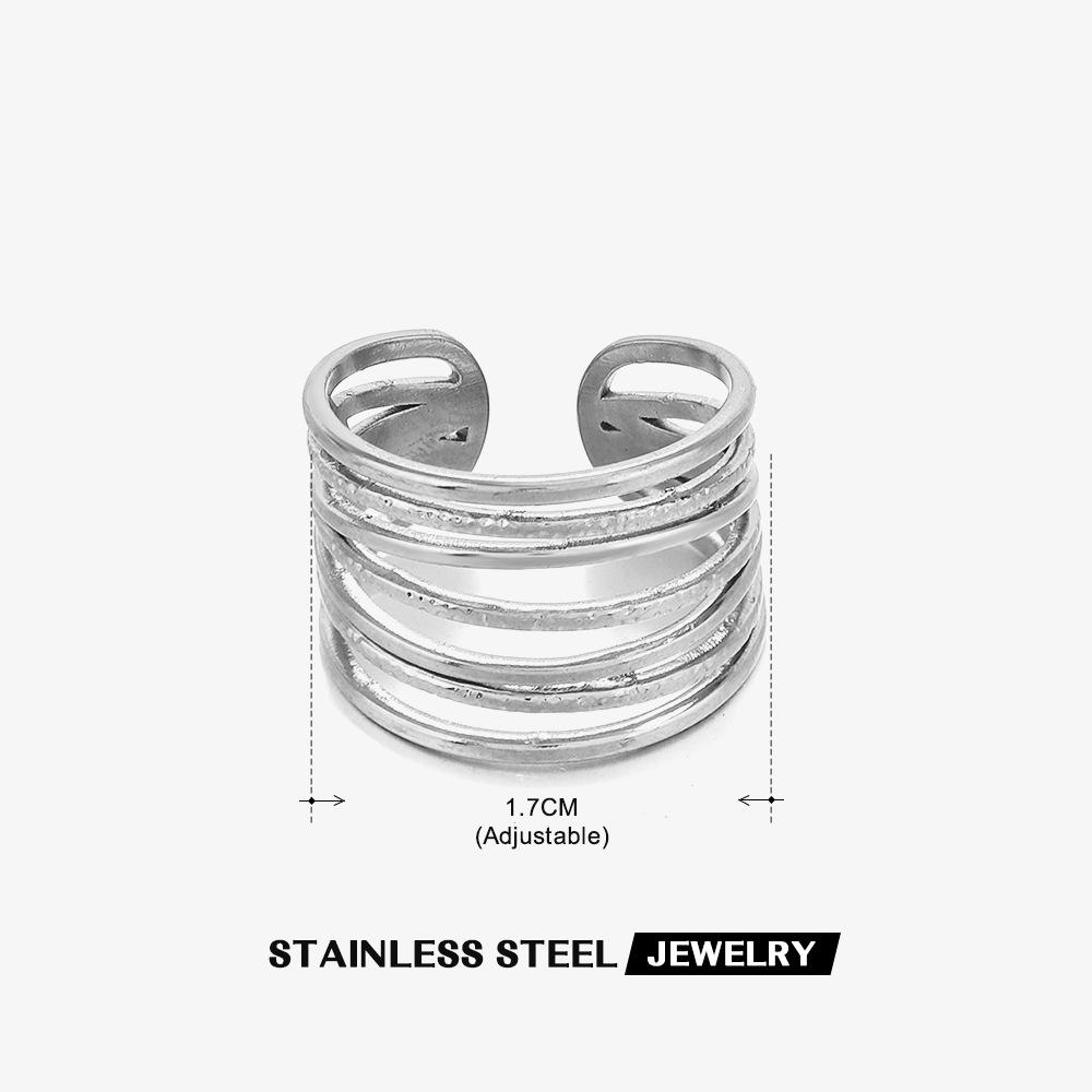 Stainless Steel Geometric Heart Leaves Ring For Women Personality Trendy Open Finger Ring Jewelry All Match