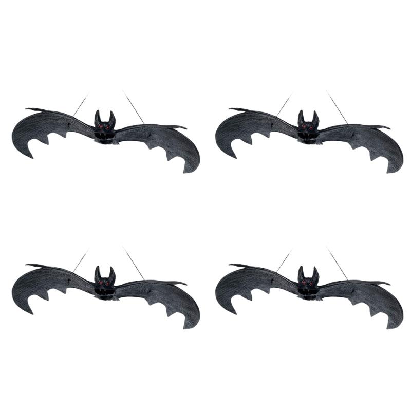 4Pcs Scary Realistic Bat Hanging Ornament Wall Hanging Decorations For Garden Window Display Halloween Celebration