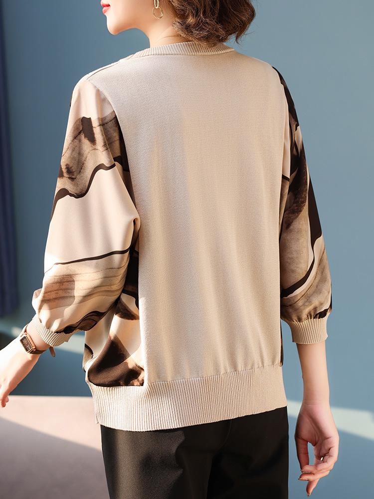 Haut en tricot d'automne 2025 pour maman - T-shirt léger et tendance pour femmes d'âge moyen