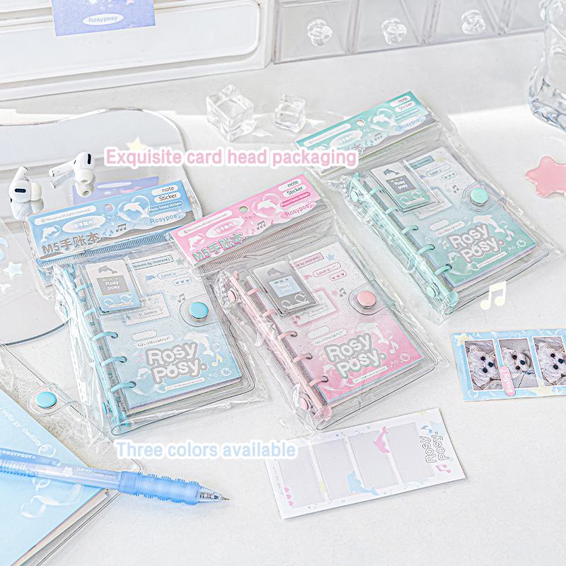 Loose Spiral Notebook Kawaii Transparent Loose-Leaf Notebooks Mini Notepad Portable Hand Account Cartoon Pocket Notebook