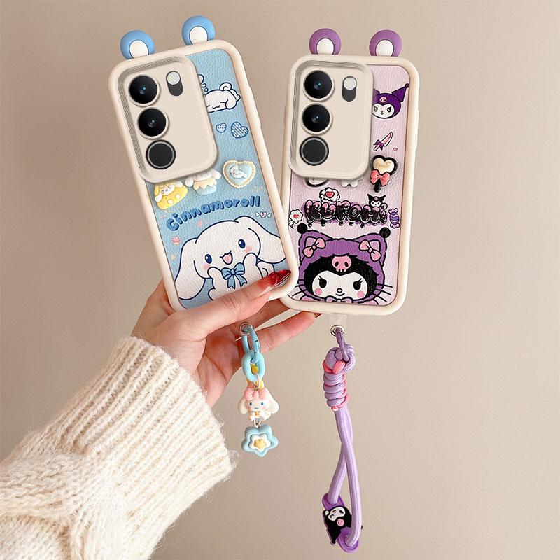 KEYSION Śliczne etui z motywem ucha 3D z kreskówkową grafiką do VIVO V29 5G z bransoletką Miękki silikonowy pokrowiec na telefon odporny na wstrząsy do VIVO V29 5G