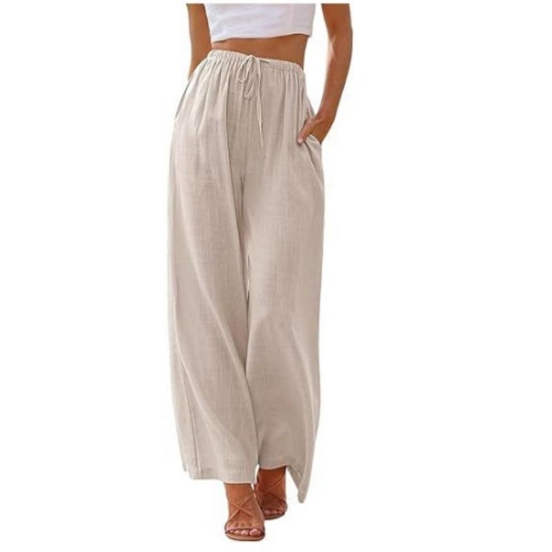 VEZFAA Women's Fashion Casual Solid Color Print High Waist Trousers Pants & Capris