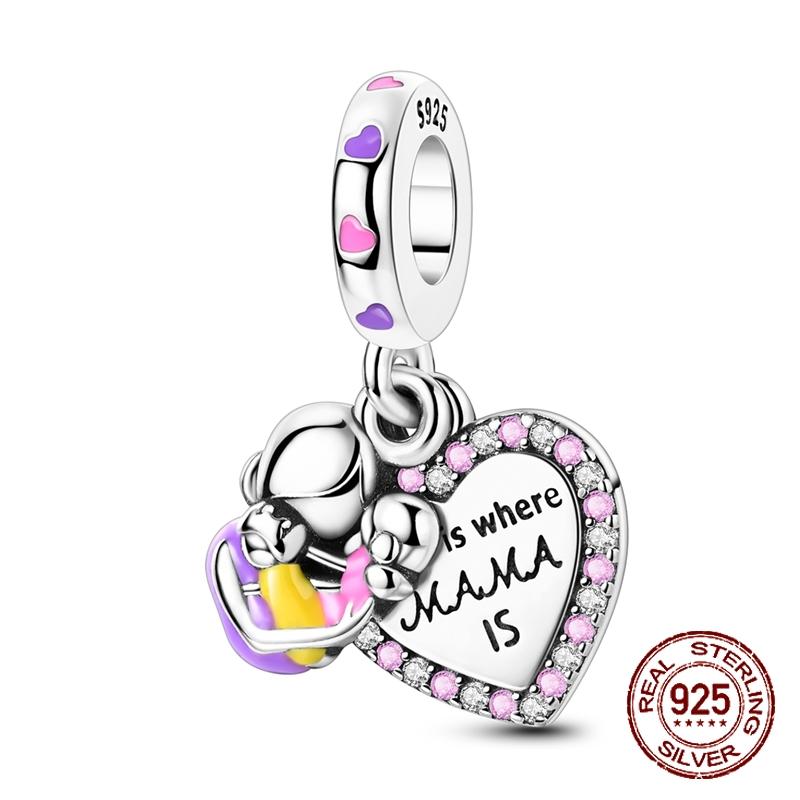 Mother Child Charms Copper Family Dangle Pendant Fit Bangle Bracelet Necklace Diy Jewelry