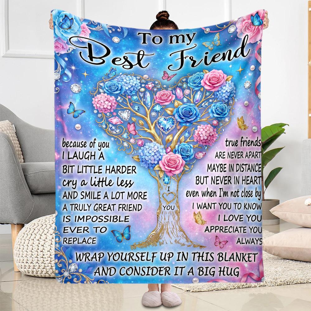 Friendship Poem Blanket Blanket Comfortable Great for Chair Seaside Livingroom Four Seasons Multipurpose Modern