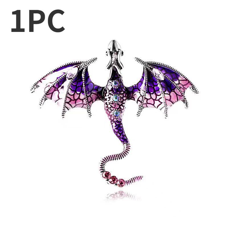 

1PC Enamel Dragon Brooches for Women Men Rhinestone Flying Legand Animal Party Office Brooch Pins Gifts фиолетовый