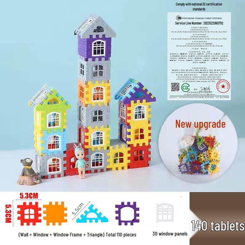 Large Interlocking Building Block Set for Kids Ages 3-6 - Educational Plastic House Assembly Toy