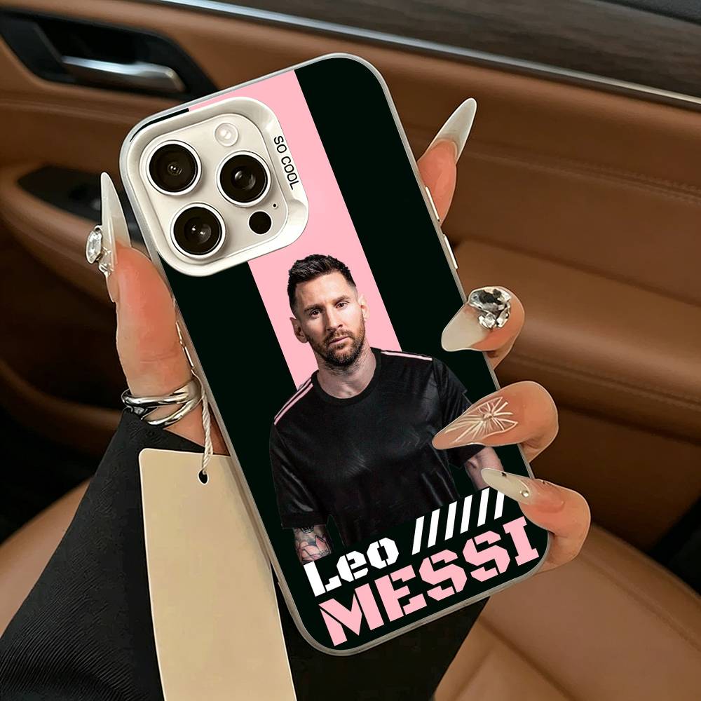 GOAT Fußballspieler M-messi Handyhülle für iPhone 17,16,15,14,13,12,11 Plus,Pro Max,XS,weiße silberne Handyhülle