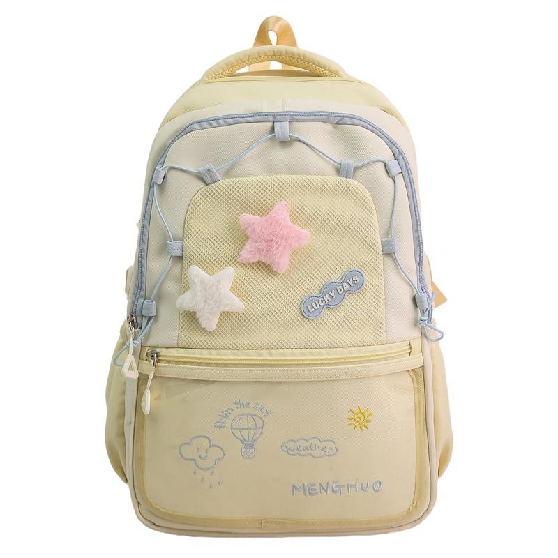 Schoolbag Dopamine High-value Schoolbag Female Cute Student Backpack Niche Contrasting Color Large-capacity Backpack Small Food Intake Pain Bag