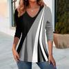 Plus size European and American Fashion 2025 Women's Elegant V-neck Long Sleeve T-shirt