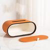 Tissue Box Luxury High Quality Light Luxury High-end Living Room Paper Box Creative Oval Leather Bedroom Desktop Napkin Storage