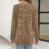 Women's Leopard Print Long Sleeve Casual Tunic Tee Shirt with Neck