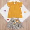 Småbarn Barn Baby Jenter Ruffled Overdeler Sløyfe Blomster skjørt 2PC antrekk sett