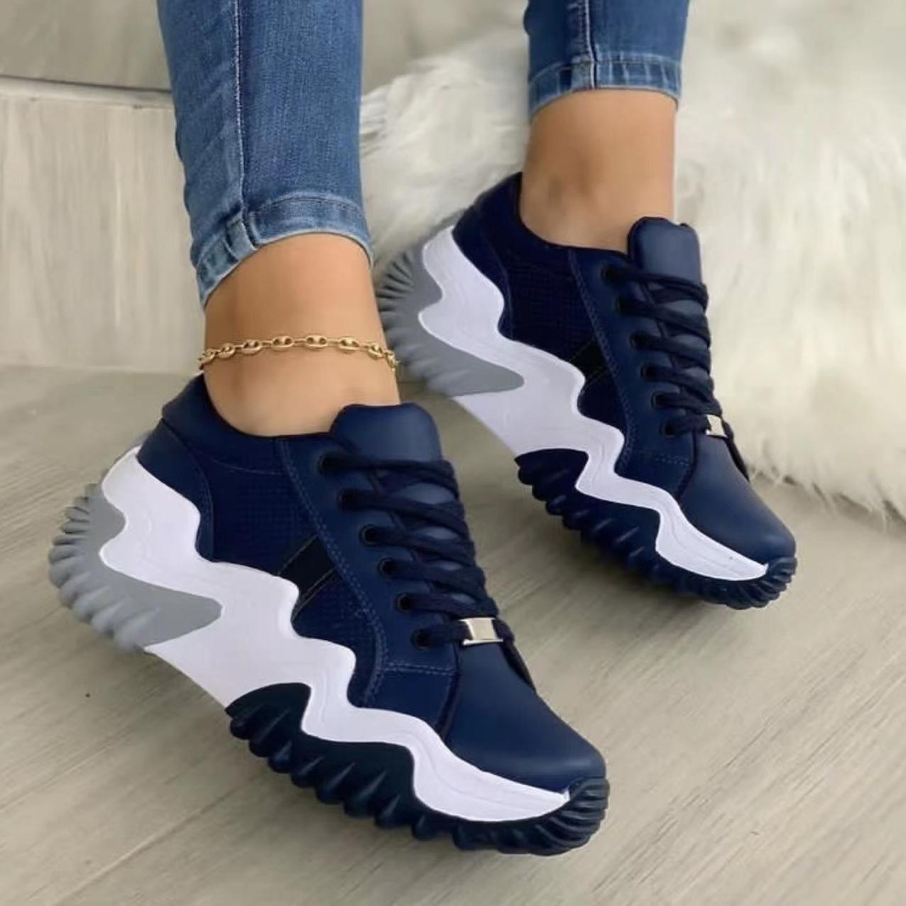 

2022 New Thick Bottom Casual Shoes Thick Bottom Sports Shoes Muffin with Lace-up Sneakers Large Size Women s Shoes 43