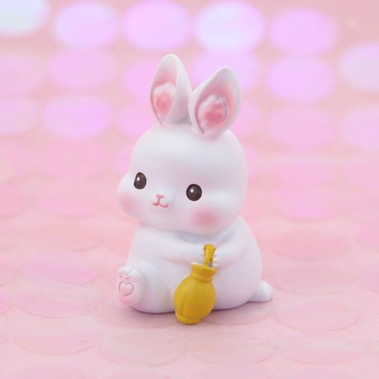 Kaninfigurer Härlig tecknad kaninform Mikrolandskap Harts hantverksprydnad för bildekoration