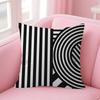 Black White Striped Geometric Rectangle Cushion Cover Polyester Sofa Cushions Decorative Throw Pillows  Decoration Pillowcover