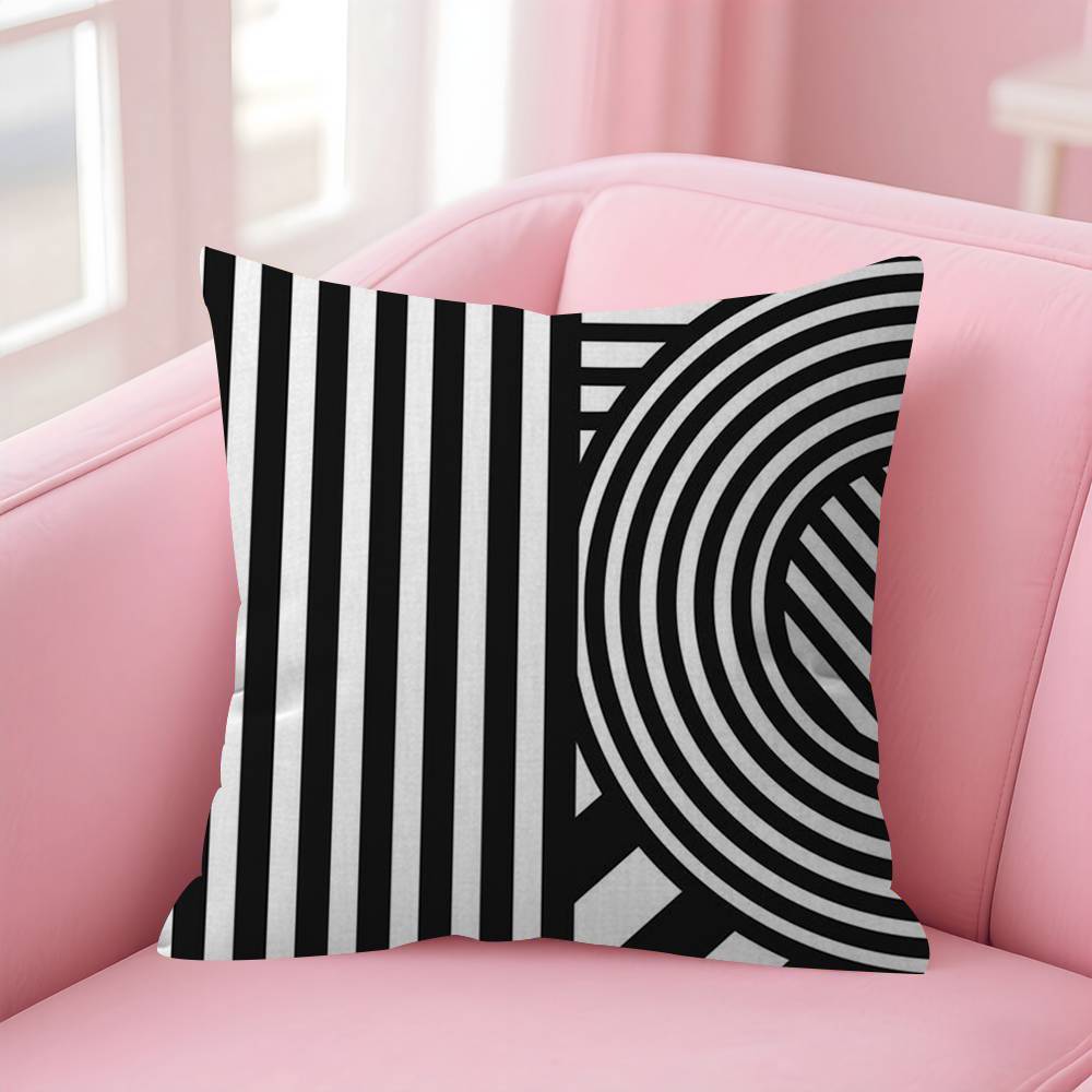 Black White Striped Geometric Rectangle Cushion Cover Polyester Sofa Cushions Decorative Throw Pillows Decoration Pillowcover