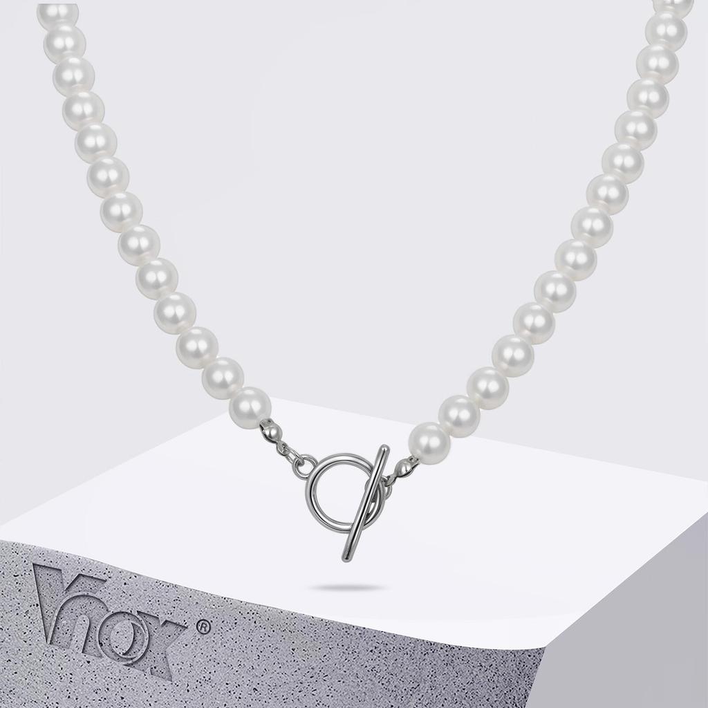 Vnox Slitina OT Spona Perlové Náhrdelníky pro Muže Ženy, 14.7x18.5mm Spona Korálkový Náhrdelník, Unisex Minimalistický Šperk Dárek Nový