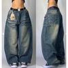 JNCO Streetwear Y2K Hip Hop Εκτύπωση Φαρδύ Πόδι Τζιν Δένετσο Ανδρικό Γυναικείο Φθινόπωρο Casual