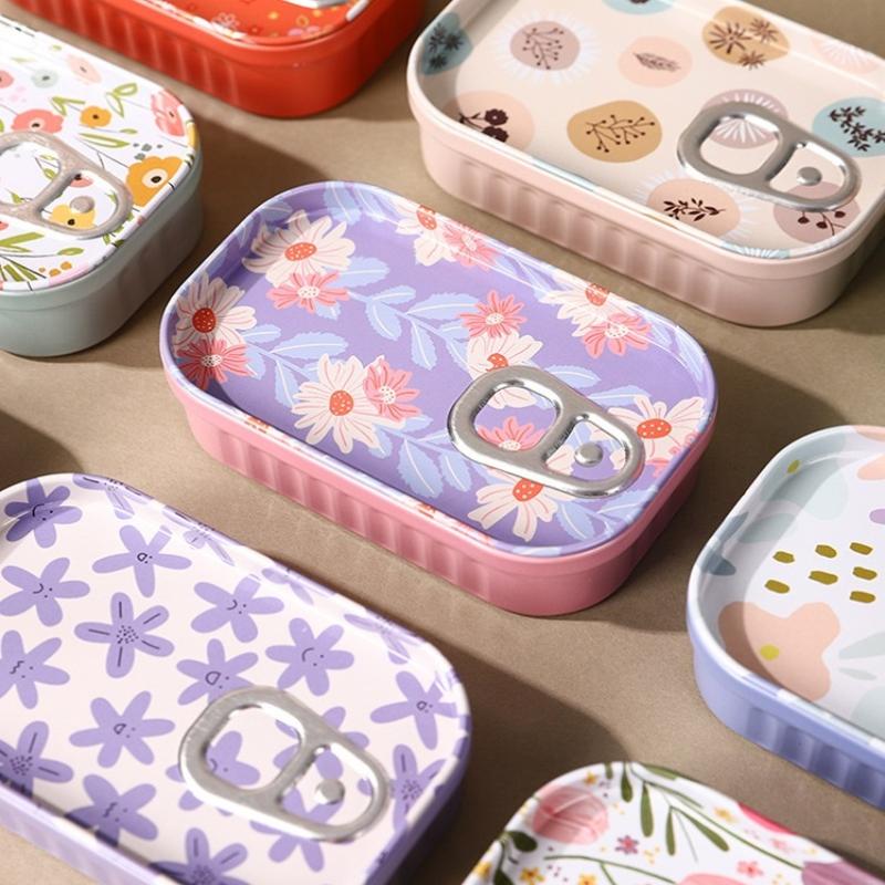 1Pcs Mini Flower Decor Drink Can Tinplate Box Empty Storage Container for Candy Small Accessory Travel Portable Organizer