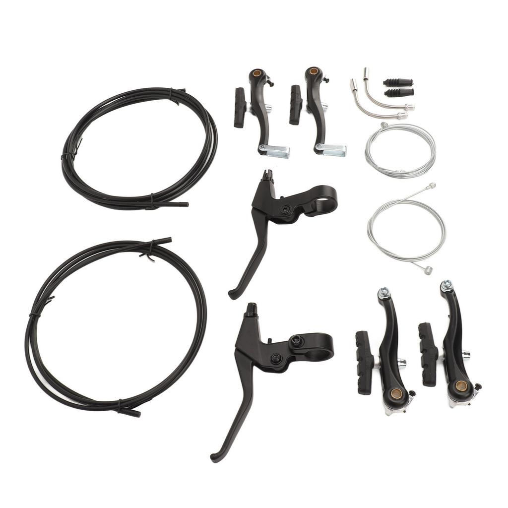 V Type Bike Brake Set with Brake Lever Brake Cable Complete Sensitive Braking Bike Front Rear Brake Kit for Replacement