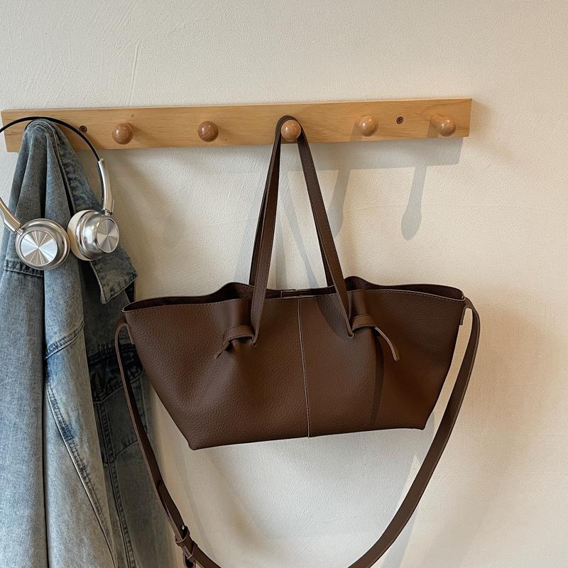 

Black Casual Soft Large Capacity Tote Women Handbags Designer Luxury Pu Leather Shoulder Bag Retro Big Shopper Purses 2 Set Bag 50cm))