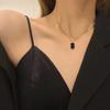 New Stylish Gold Color Geometric Square Necklaces for Women Men Black Enamel Rectangle Pendant Necklace Punk Party Jewelry Gift