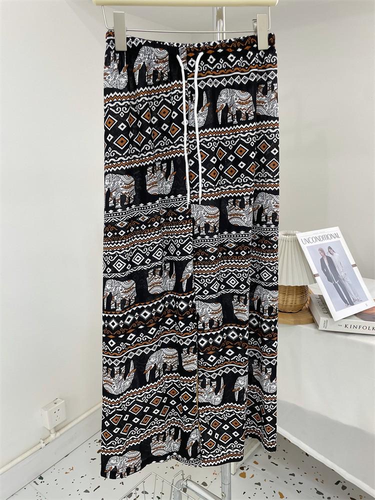 

Широкие брюки с высокой талией и драпировкой на весну/лето — длина до пола, повседневные, свободный крой, новая тайская женская мода One Size - Suitable for 90-140 lbs