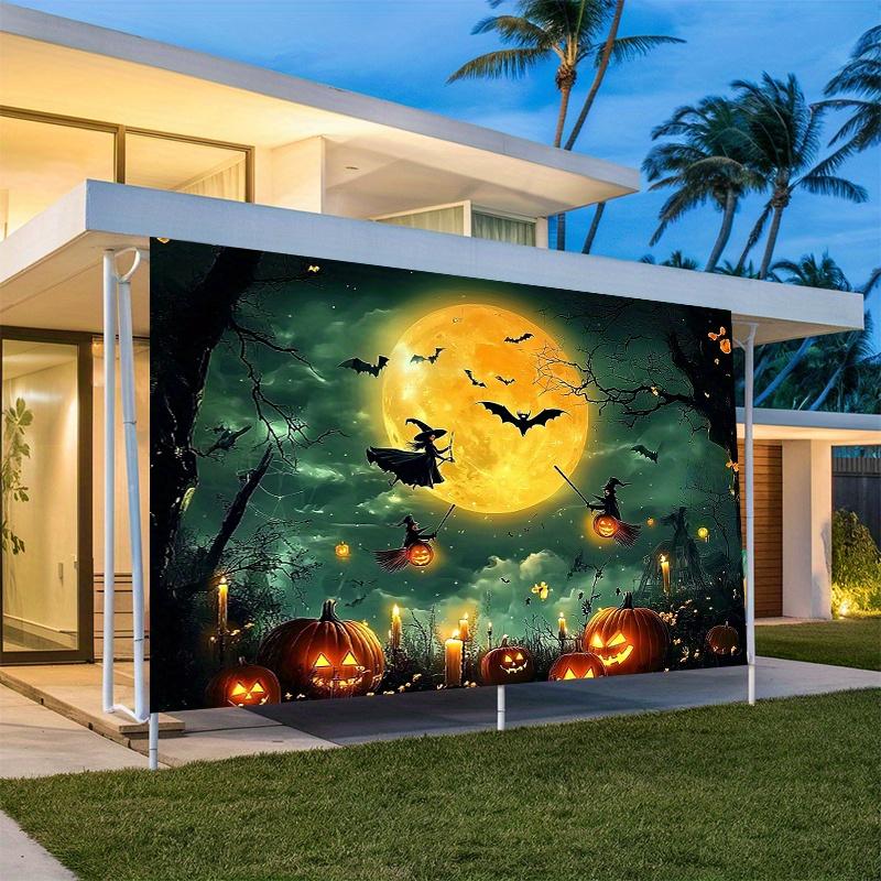 Party Backdrop Halloween Moon Spooky Enchanting Witch Full Jack Lanterns Scene Celebration Photo Booth Party Decor
