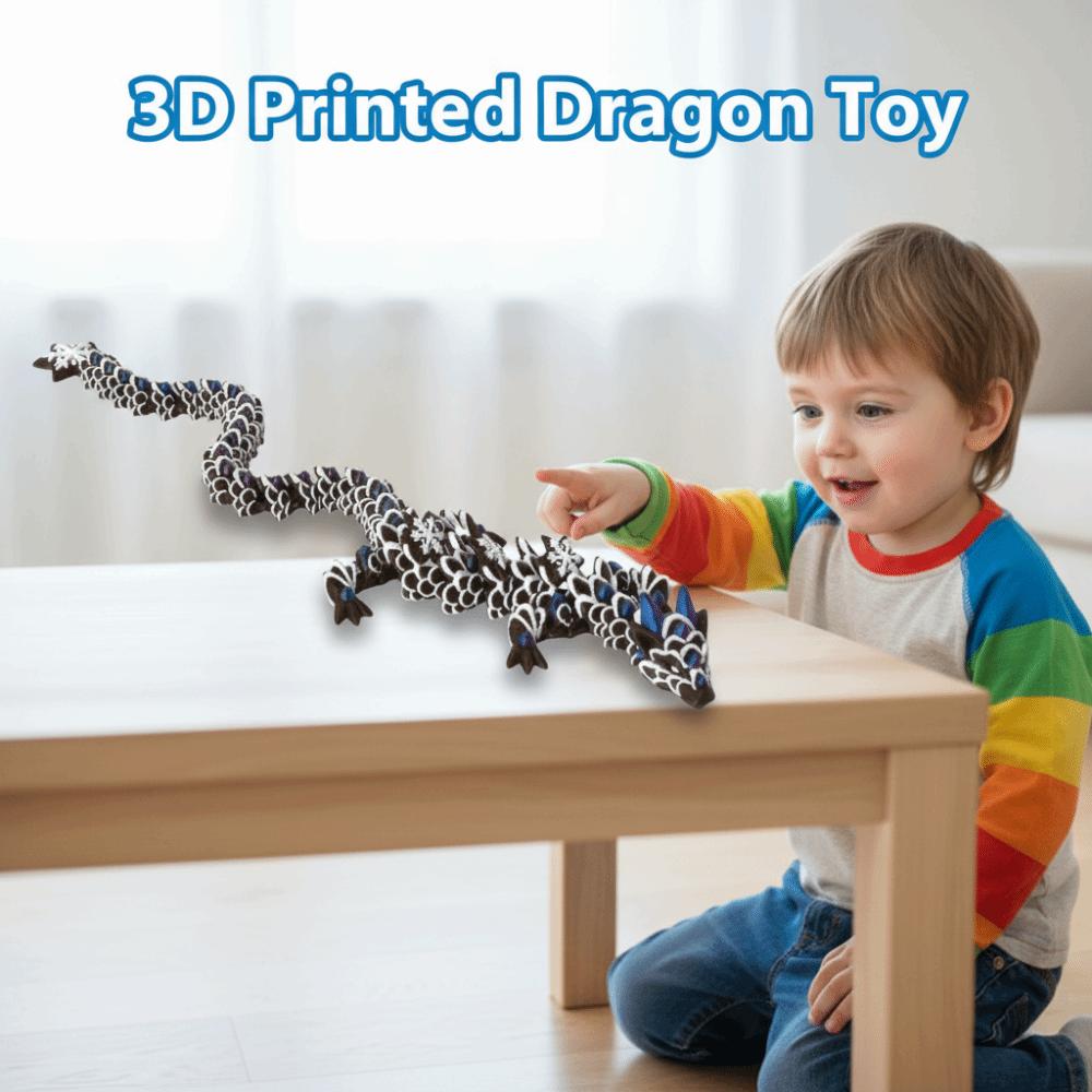 Funny Realistic 3D Printed Dragon Toy 30cm PLA Simulation Animal Model Creative Multicolor Snowflake Dragon Ornament Christmas