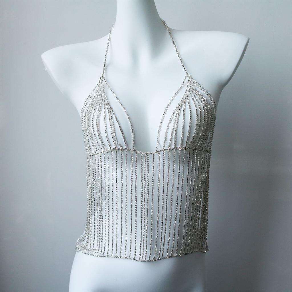 Exaggerated Rhinestone Bra Panties Accessories Nightclub Sexy Clothing Body Chain European And American Body Chain