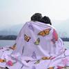 Multicoloured Butterflies Blanket For Sofa Bed Travel Multicoloured Butterflies Pastel Pattern Cute Puprle