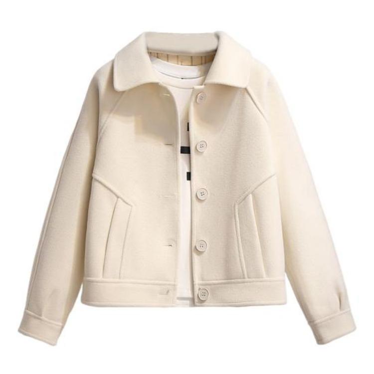 Warm Winter Wool Coat Ladies Hooded Plaid Overcoat Single Breasted Loose Mid Length Thick Jacket with Pockets for Travel Dating Commuting