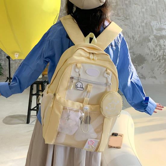 Girls Laptop Backpack Waterproof Backpack with Transparent Front Pocket Large Capacity Backpack with Padded Straps for School Street Travel