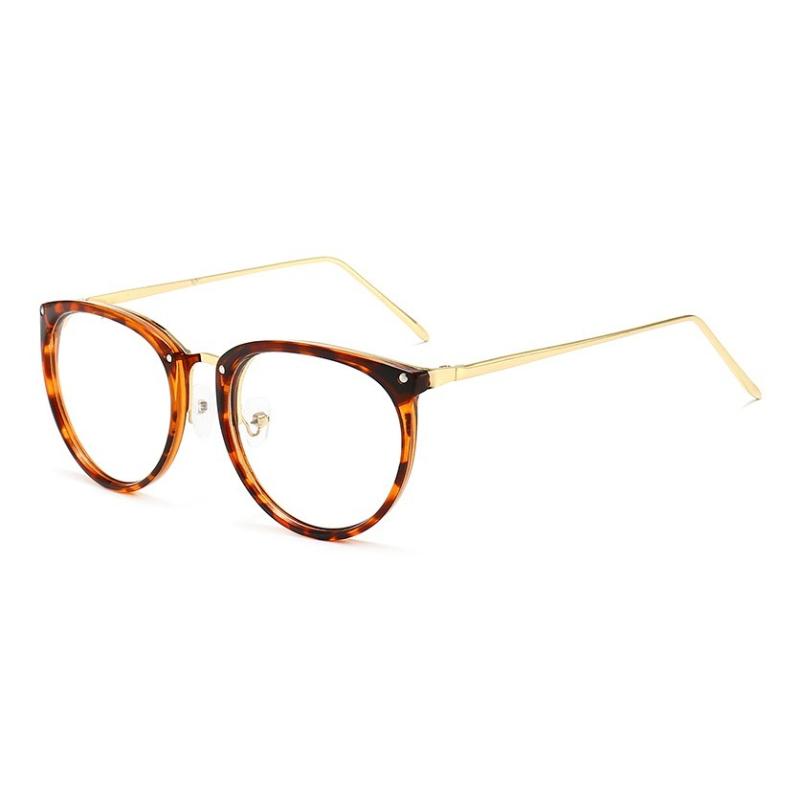 Optical Goggles Plano Glasses Frame for Women and Men Round Oversized Cat Eye Eyeglasses Retro Frames Metal Clear Lenses Eyewear