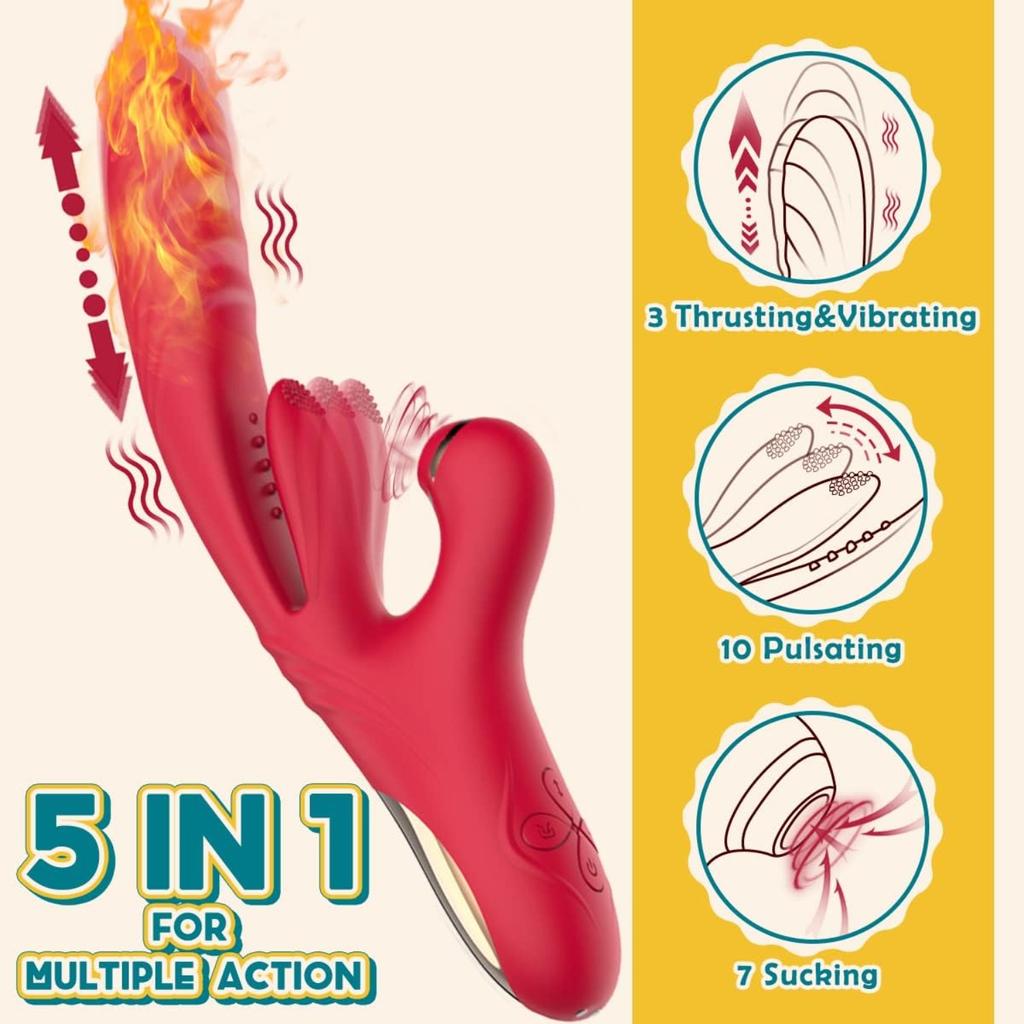 Wibrator Dildo Pchający 3 Pchający Wibrujący 10 Pulsujący 7 Ssący Wibrator z Zabawkami Dla Dorosłych, Wibrator Punktu G i Łechtaczki