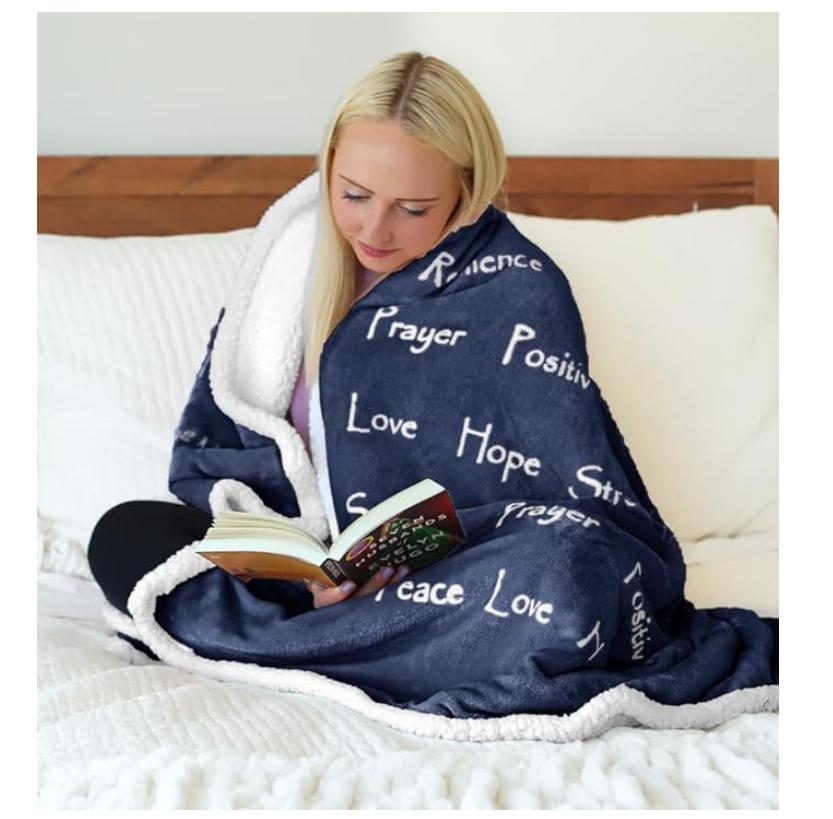 Coperta Compassione Forza Coraggio Super Morbida Calda Abbracci Regalo per Rimettersi in Forma Coperta Peluche Pensieri Curativi Energia Positiva Amore Speranza