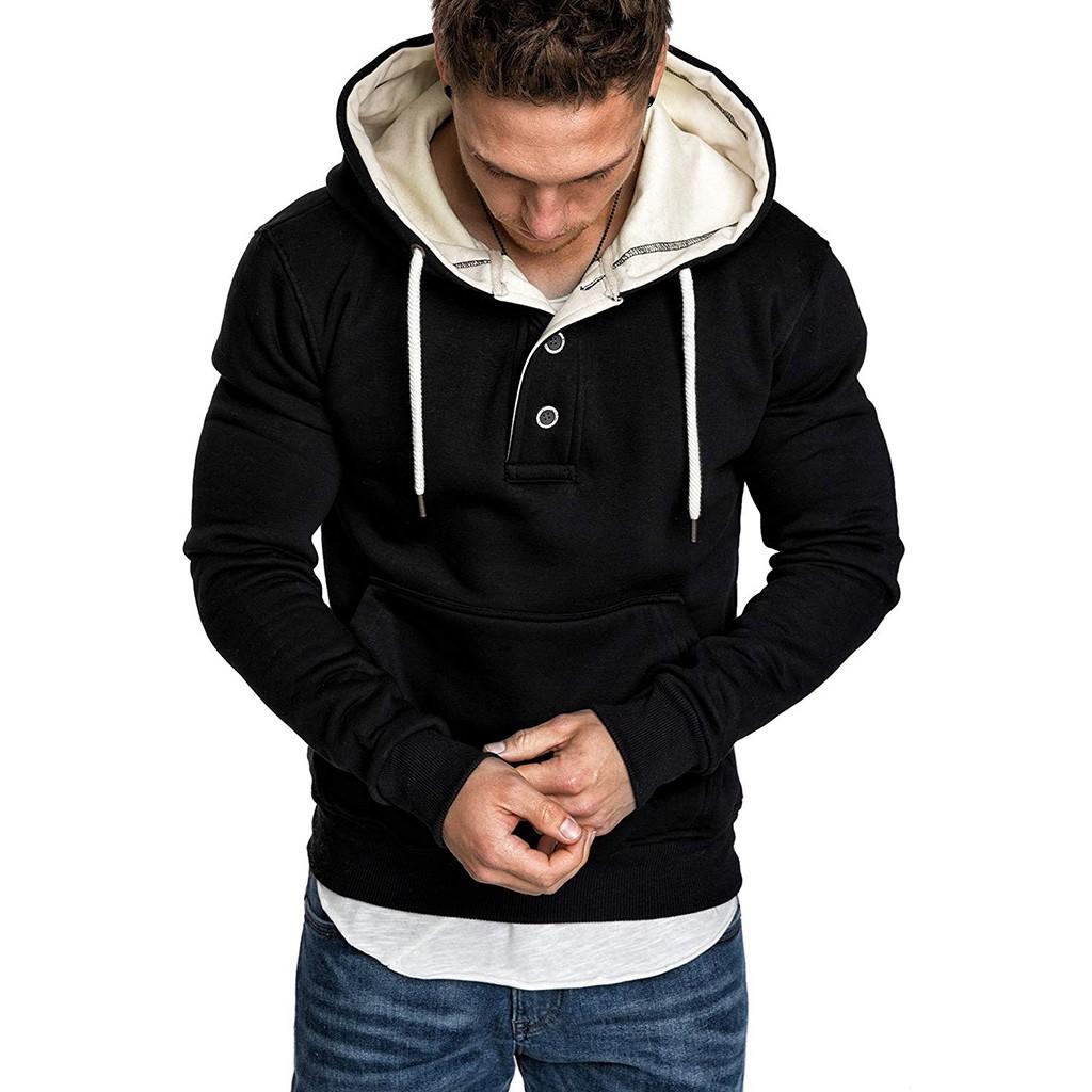 Men's  Spring Solid Color Long Sleeve Hoodies Sweatershirt Tops Shirt