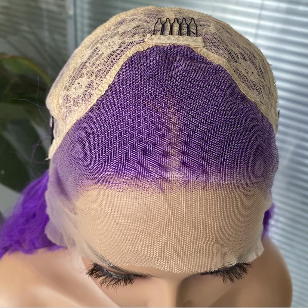 AIMEYA Purple Lace Front Wig 13x4 Long Silky Straight Synthetic Daily Wear Cosplay Wigs Natural Hairline Heat Resistant Fiber
