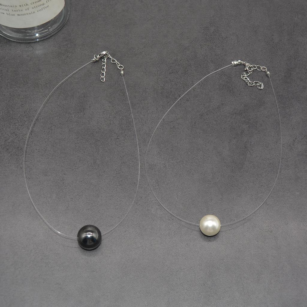 Prosta żyłka wędkarska, naszyjnik z pereł, krótki choker damski na obojczyk, wszechstronny łańcuszek na szyję o niszowym temperamencie