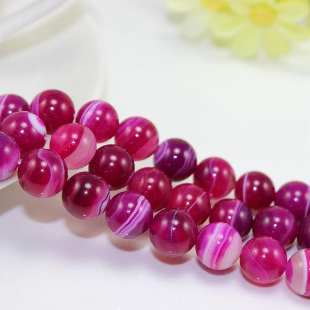 Red Striped Agate Gemstone Round Loose Spacer Beads 16'' Strand 4 6 8 10 12mm