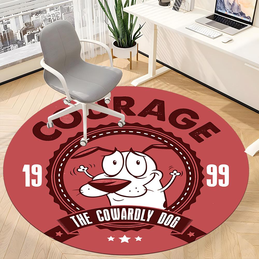 1pc Courage the Cowardly Dog Office Round Area Rug, Under Office Chairs Bedroom Living Room Home Decor a1016071