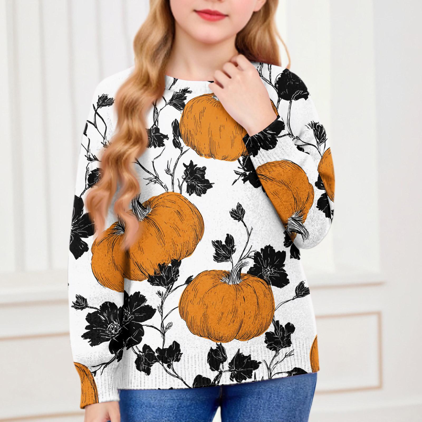 

Толстовки на Хэллоуин для детей, мальчиков и девочек, вязаный свитер, милая рубашка, осенние пуловеры с круглым вырезом 160 белый